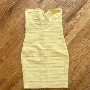 Elegant Yellow Strapless Bandage Dress